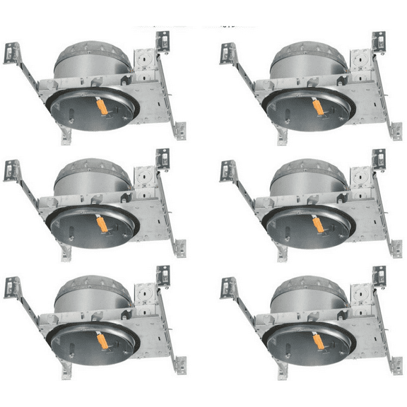 6 Pack 6" inch Shallow New Construction LED Recessed Lighting, 120V Line Voltage, IC Rated Housing, Airtight