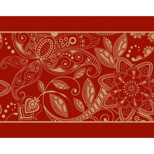 IBA Indianbeautifulart Ruban Imprimé Artistique Feuilles Rouges & Floral 9 Yards Lacets en Velours pour Accessoires de Couture 3 Pouces