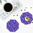 thumbnail image 4 of Naloa blue Skull purple flower1 Leather Coasters for Drinks, Durable Drink Coasters 4 Set for Tabletop Protection, Luxurious Home Décor and Housewarming Gift ( {designName})Octagon, 4 of 6