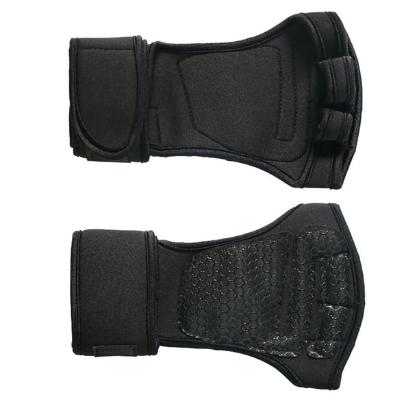 Guantes de levantamiento de pesas, antideslizantes, para ejercicio físico, con protección para muñecas alargada de medio dedo, color negro, talla M