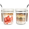 thumbnail image 1 of Overnight Oats Containers with Lids & Spoons (2 Pack, White) - Airtight Food Storage Jars with Measurement Marks, Leakproof Cereal Container for Travel & Daily Use, 1 of 6