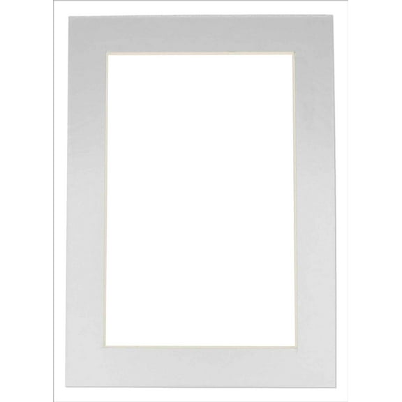 Metallic Silver 12x16 White Picture Mats with White Core for 11x14 Pictures - Fits 12x16 Frame