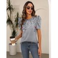 thumbnail image 2 of Blusa Zeagoo de manga abullonada con estampado floral bohemio para mujer de verano, 2 of 5
