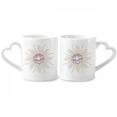 

Lotus Open Pure Mind Art Deco Fashion Couple Porcelain Mug Set Cerac Lover Cup Heart Handle