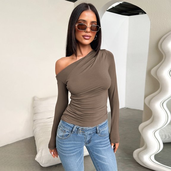Urban Allure Asymmetric Top (S, Beige)