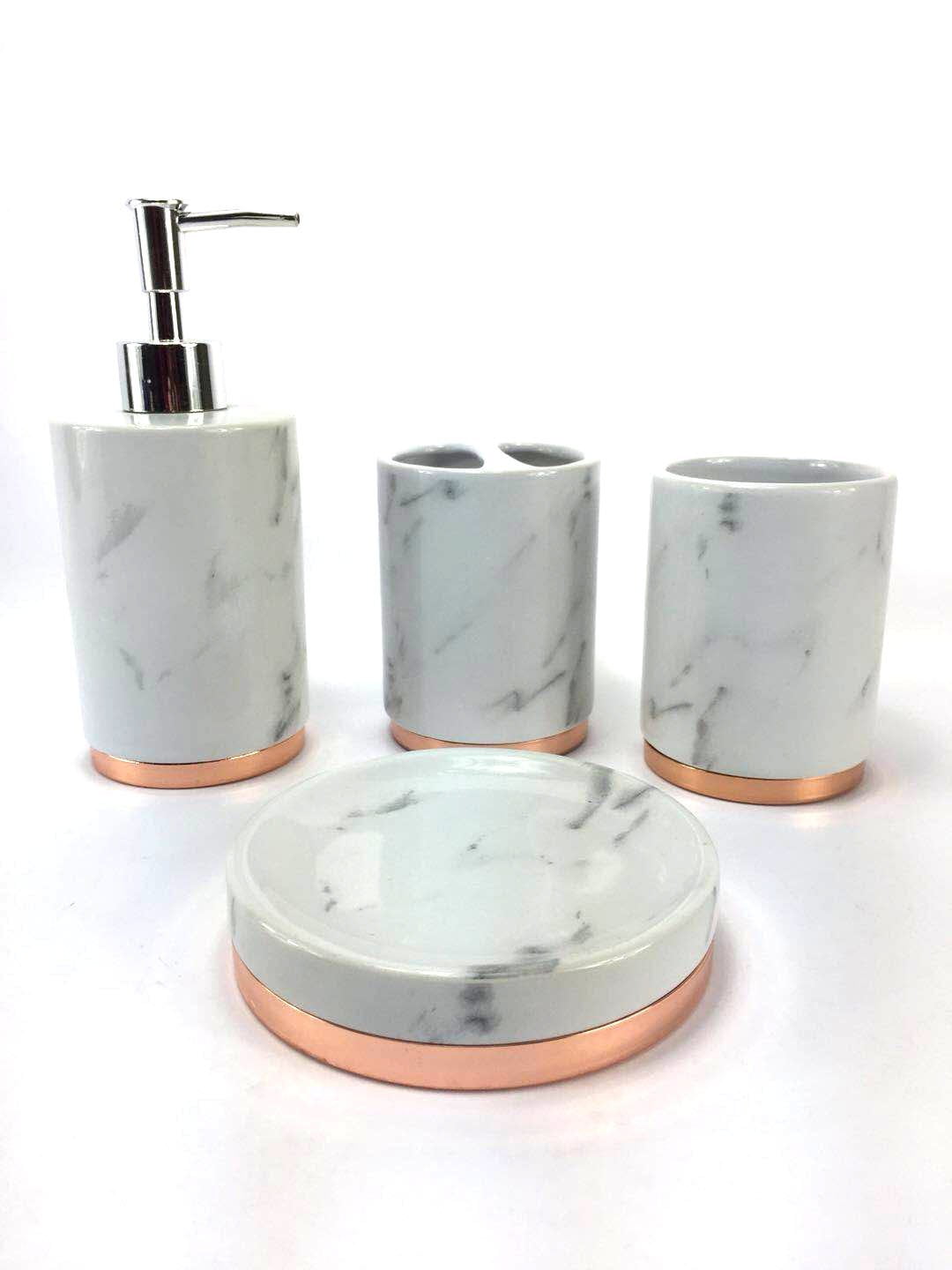 rose gold bathroom set