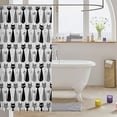 thumbnail image 3 of Manfei Cartoon Cat Shower Curtain 72Wx72L, Watercolor Dots Animal Bathroom Curtain, Gray, 3 of 5