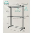 thumbnail image 5 of 3-Tier Foldable Clothes Drying Rack - Stainless Steel Rolling Clothes Airer for Indoor & Outdoor Use, 5 of 5