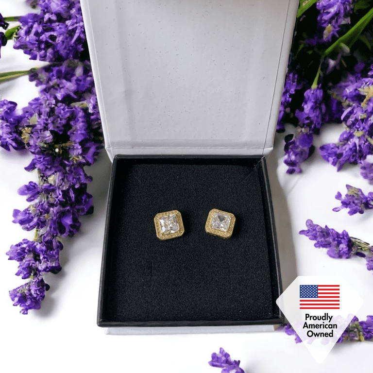 Cate & Chloe Norah Princess Cut Crystal Stud Earrings photo 7