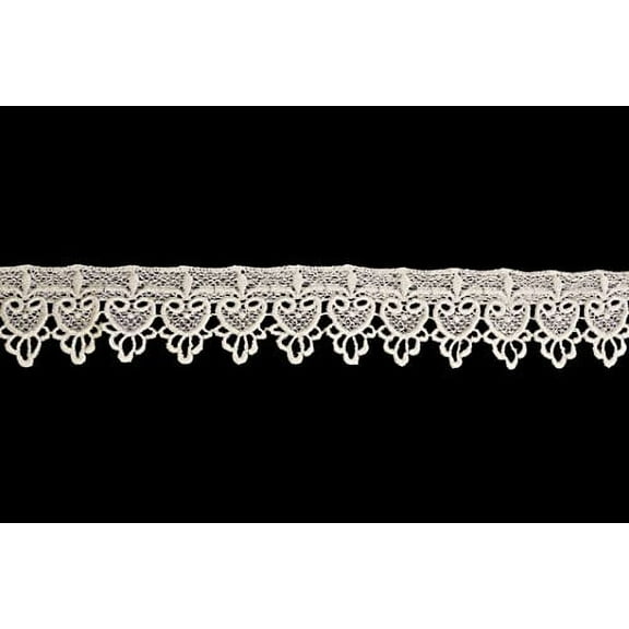 Altotux 2 Inches White or Ivory Rayon Venice Lace Trim Scalloped By 2 Yards (Ivory)