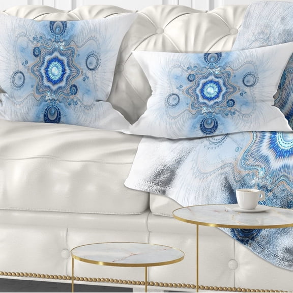Designart Cabalistic Blue Star Flower - Abstract Throw Pillow - 12x20