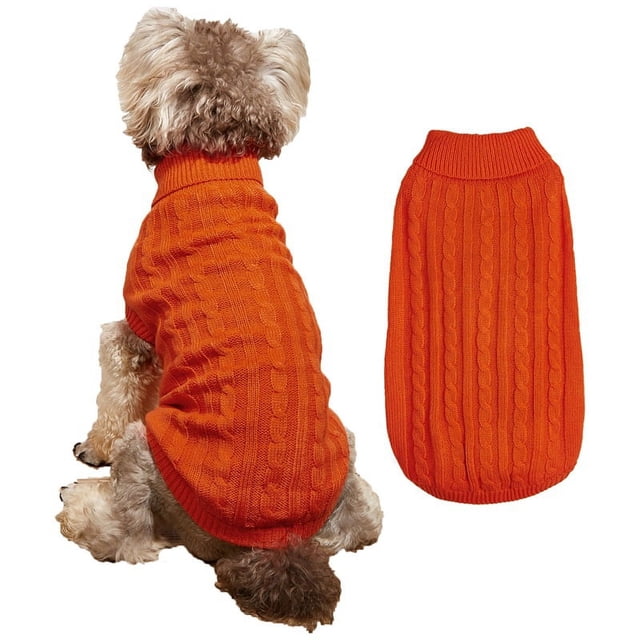 Zhuge Ropa para perros, suéter de invierno para cachorros, suave, grueso y cálido (naranja, XS)