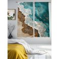 thumbnail image 3 of Teal Brown Sheer Curtains 63 Inches Long 2 Panels Sea Wave Beach Abstract Coastal Ocean Scenery Light Filtering Semi Sheer Window Curtains Drapes for Bedroom Living Room 52"x63", 3 of 7