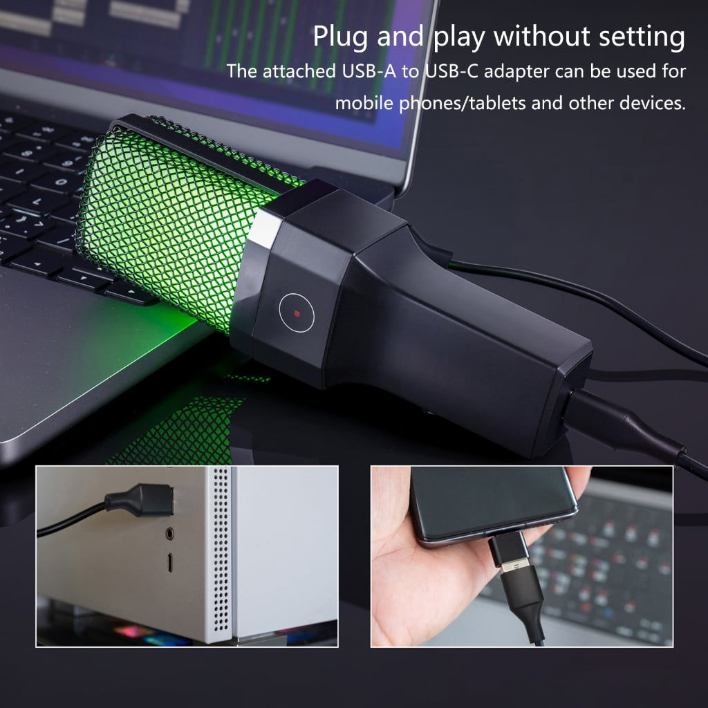 Noise Cancelling USB Condenser Microphone with Colorful Stand for Online Teaches