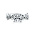 thumbnail image 2 of BERRICLE Sterling Silver Solitaire Wedding Engagement Rings 1.2 Carat Princess Cut Cubic Zirconia CZ Leaf Promise Ring for Women, Rhodium Plated Size 8, 2 of 7