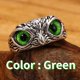 thumbnail image 2 of Anillo de búho de ojo de diablo vintage Anillo ajustable con apertura creativa y exagerada para pareja de animales, 2 of 5