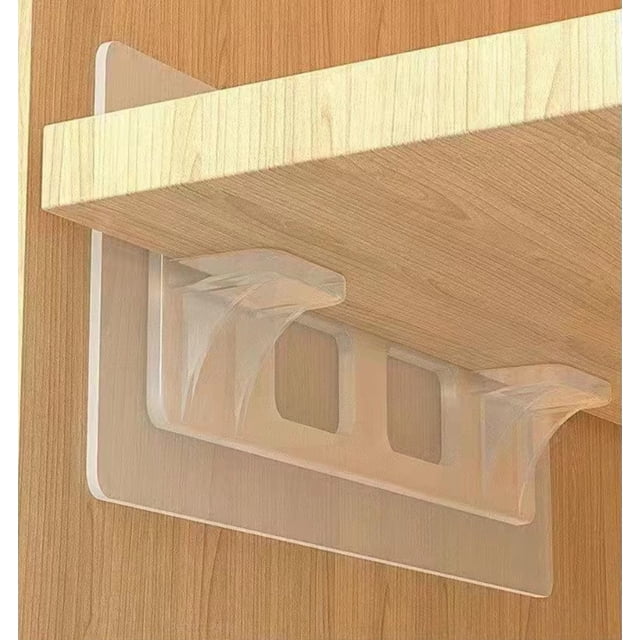 Soporte adhesivo para estante, clavijas de soporte para estante autoadhesivas, pasadores para estante sin perforaciones, clips para estante para tablilla de gabinete, paquete de 8