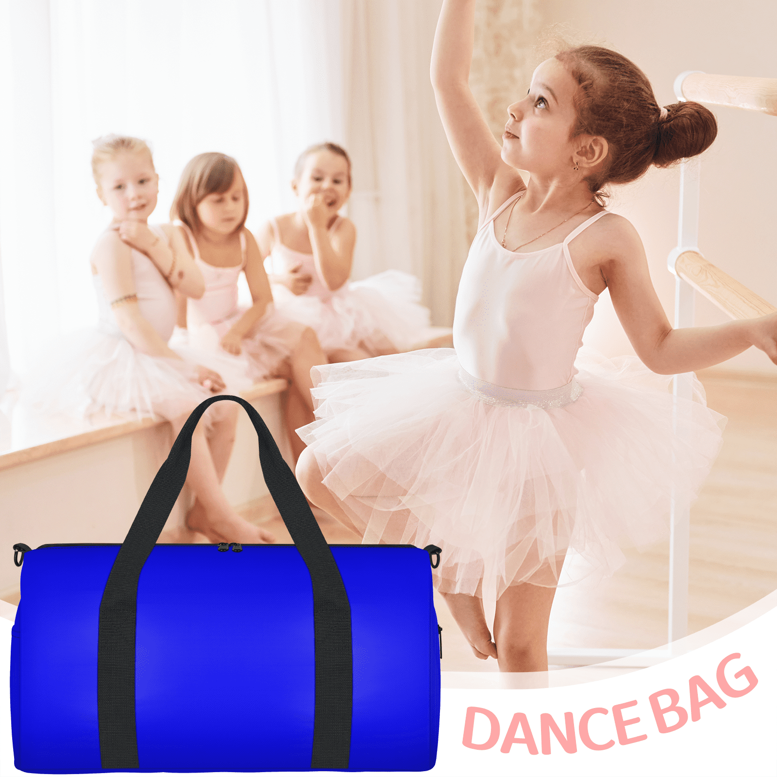 Herdesigns Blue Travel Duffle Bag Sports Yoga Weekender Overnight Carry on Workout Bags Lightweight Waterproof Gym Tote Bag for Women