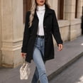 thumbnail image 5 of Edvintorg Womens Trench Coat Solid Color Long Sleeve Loose Long Jacket Turndown Collar Casual Button Down Outerwear with Pocket Woman Clothes Black S-2XL, 5 of 7