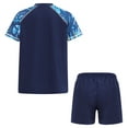 thumbnail image 4 of YiZYiF Boys 2 Pcs Athletic Swimsuits Short Sleeve Swim Top with Shorts Bathing Suits Navy Blue 4XL, 4 of 7