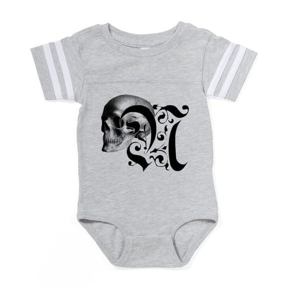 CafePress - Gothic Skull Initial N - Cute Infant Baby Football Bodysuit