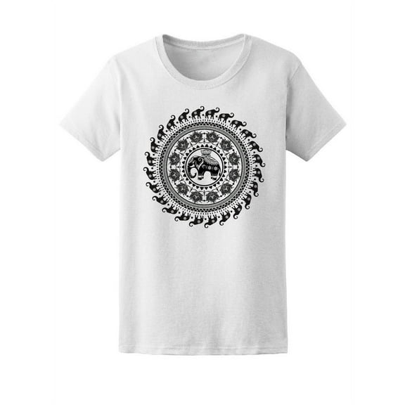 Beautiful Elephant Tribal Lotus T-Shirt Women -Image by Shutterstock, Female Medium