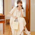 thumbnail image 1 of Camisón de encaje con volantes para mujer, ropa de dormir coreana, vestido de noche, pijamas de una pieza, cuello cuadrado, ropa de casa de manga corta sólida, Verano, 1 of 4