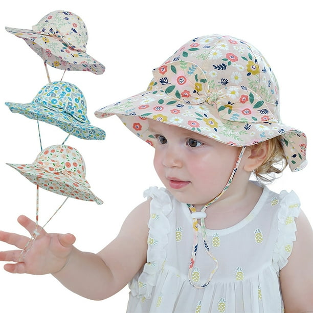 Cheers.US Baby Girl Sun Hat Kids Summer Outdoor Baby Boy Hats Infant Wide Brim Hats Toddler
