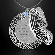 Caryn Rachel Designs Engraved Butterfly Birthstone Necklace For Mom And Grandma Jewelry | Butterfly Jewelry for Mom Butterfly Gifts for Women | Mother Daughter Necklace Gift