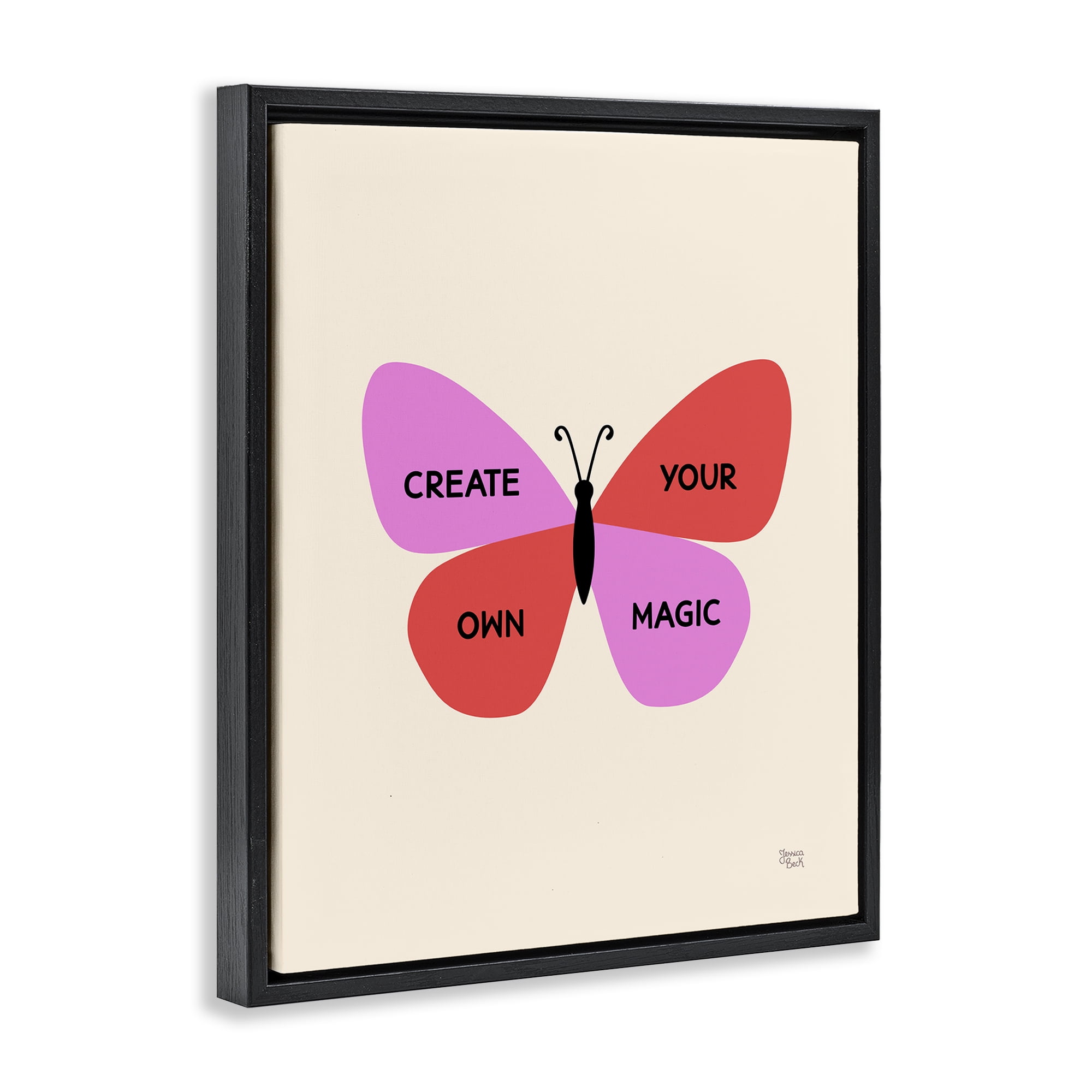 Stupell Industries Create Your Own Magic Animals Painting Black Floater Framed Canvas Art Print Wall Art, 17 x 21