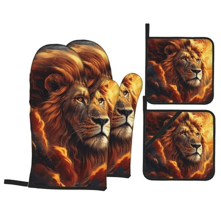 

Animal head art oven and pan lid 4-piece set are heat-resistant and sturdy suitable for kitchen cooking baking barbecue etc