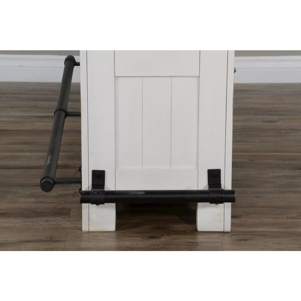 Sunny Designs Carriage House 78" Farmhouse Wood Bar Unit in Dark Brown/White