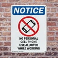 thumbnail image 4 of (2 Pack) No Personal Cell Phone OSHA Notice Sign 10 Inch X 14 Inch Plastic Sign, Weather Resistant, UV Protected for Workplace, Business, and Construction Site, Made in the USA, 4 of 8