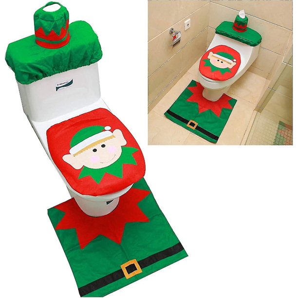 Funda para asiento de inodoro Ratas, incluye funda para asiento de inodoro, alfombras y funda para tanque (elfo)