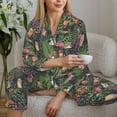 thumbnail image 6 of Yiaed Forest Animals And Plants Print Pajamas Women's Long Sleeve Sleepwear Soft Button Down Loungewear Pjs Lounge Set Nightwear Womens Pajama Pants-Small, 6 of 7