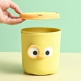thumbnail image 5 of AuroraX Yellow Desk Small Trash Can with Lid 2.3L Creative Funny Wastebasket with Removable Liner Ring Plastic Round Art Deco Trash Bin for Gift, 5 of 7