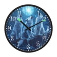 thumbnail image 2 of Voice Activated Clock with Glow Light 12 Inch Large Silent Wall Clock Battery Operated for Home Decor Three Blue Wolves, 2 of 8
