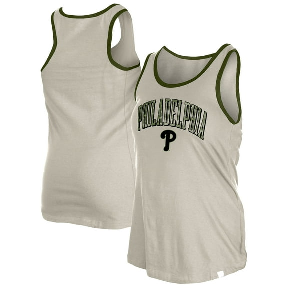 Women's-New Era Cream Philadelphia Phillies Armed Forces Tank Top