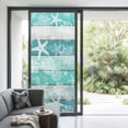 thumbnail image 3 of Teal Coastal Beach Window Privacy Film, Nautical Starfish Coral Vintage Wooden Static Cling UV Sun Blocking Heat Control Window Tint Day and Night, Non-Adhesive One Way Privacy Cover 35.4''x78.7'', 3 of 7
