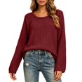 thumbnail image 2 of MexChoioe Women's Sweaters Scoop Neck Ribbed Knit Long Sleeve Oversized Fall Tunic Sweater for Women, 2 of 5