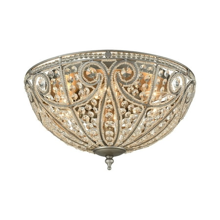 

Elizabethan 6-Light Flush Mount in Weathered Zinc with Clear Crystal