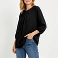 thumbnail image 4 of Tops For Women Summer Crew Neck Three Quarter Sleeve Trendy Casual Solid Streetwear Office Weekend Errands Travel Outfit Polished Daytime Brunch Workday, 4 of 7