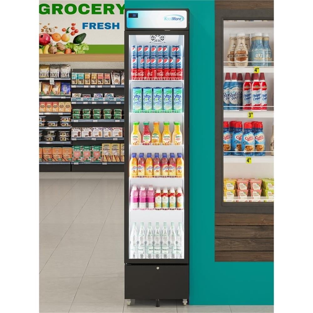 Pemberly Row 17" Slim Commercial Merchandiser Refrigerator 7 cu. ft. in Black
