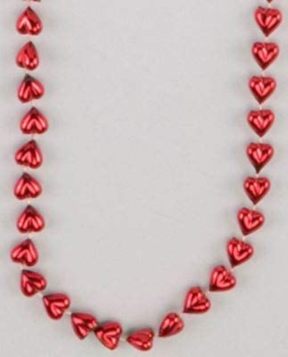 33 inch Red Metallic Mardi Gras Beads Valentine Heart Necklaces for Kids School Classroom Party Favors 12 Dozen