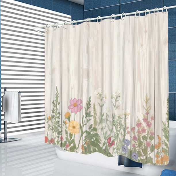FABOTD Shower Curtain, Wildflower Botanical Shower Curtains for