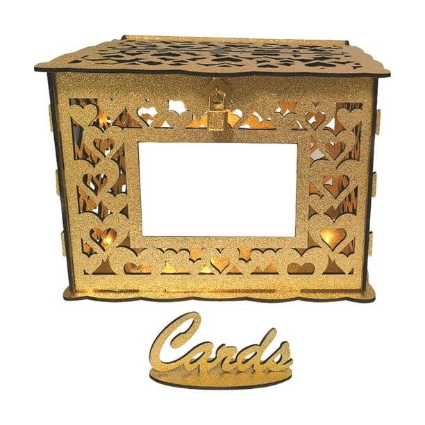 Caja para tarjetas de boda, caja para dinero con poste de madera, hueco, multifuncional, DIY, sobre para dinero, tarjetero para decoración de compromi Estilo B