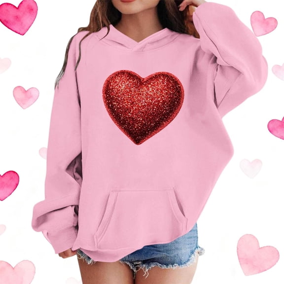 3-14Y Hoodie Sweatshirts for Girls - Soft Long Sleeve Pullover Stylish Shirt Pink 9-10 Years