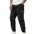 thumbnail image 2 of Zimjoy Black Cargo Pants for Men Big and Tall Casual Work Sweats Pants Loose Fit Elastic Waist Straight Leg Joggers Clothing with Pockets, Black 2XL, 2 of 7