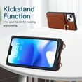 thumbnail image 5 of Dteck Compatible with iPhone 14 Pro Wallet Case Crossbody Leather with Card Holder, Shockproof Purse Kickstand Removable Shoulder Strap Case Protective Back Cover with Rotate Ring Stand, Brown, 5 of 7