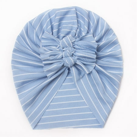 

Toddler Baby Boys Girls Striped Ribbed Cap Beaniess Bowknot Elastics Turban Hat